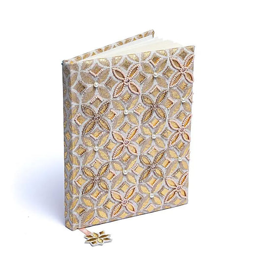 Notebook velvet beige/gold with Flower of Life