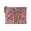 Bolsa de terciopelo rosa con cremallera y Árbol de la Vida