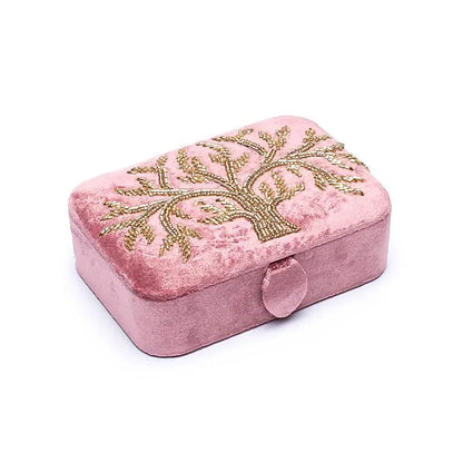 Schmuck- / Tarotkästchen Samt rosa mit Lebensbaum thumb