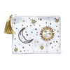 Bolsa de terciopelo blanco con cremallera y sol y luna