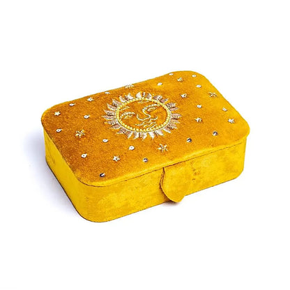 Sieraden / tarotdoos fluweel geel met zon thumb