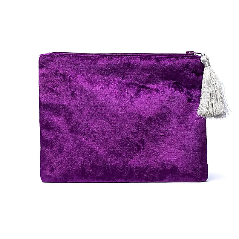 Zippered velvet pouch purple with galaxy wholesale