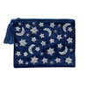 Bolsa de terciopelo azul oscuro con cremallera y luna y estrellas