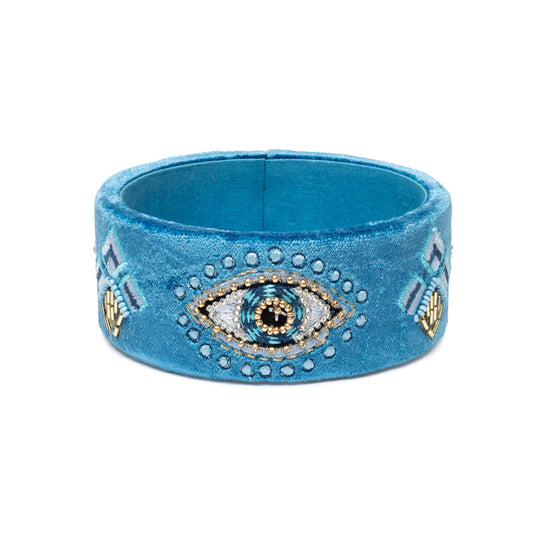 Trinket container velvet blue with Eye of Providence
