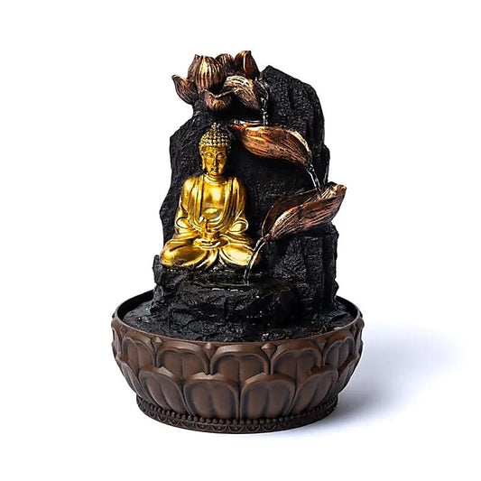 Fuente de agua Loto con Buda meditando