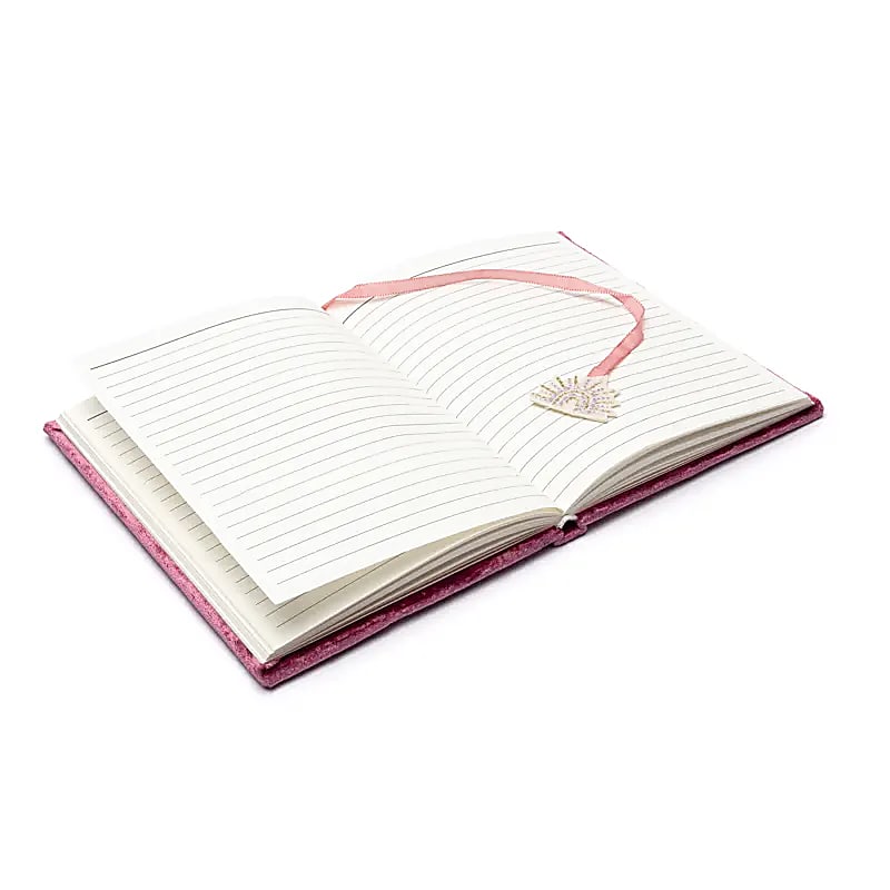 Cuaderno de terciopelo morado con arcoíris al por mayor
