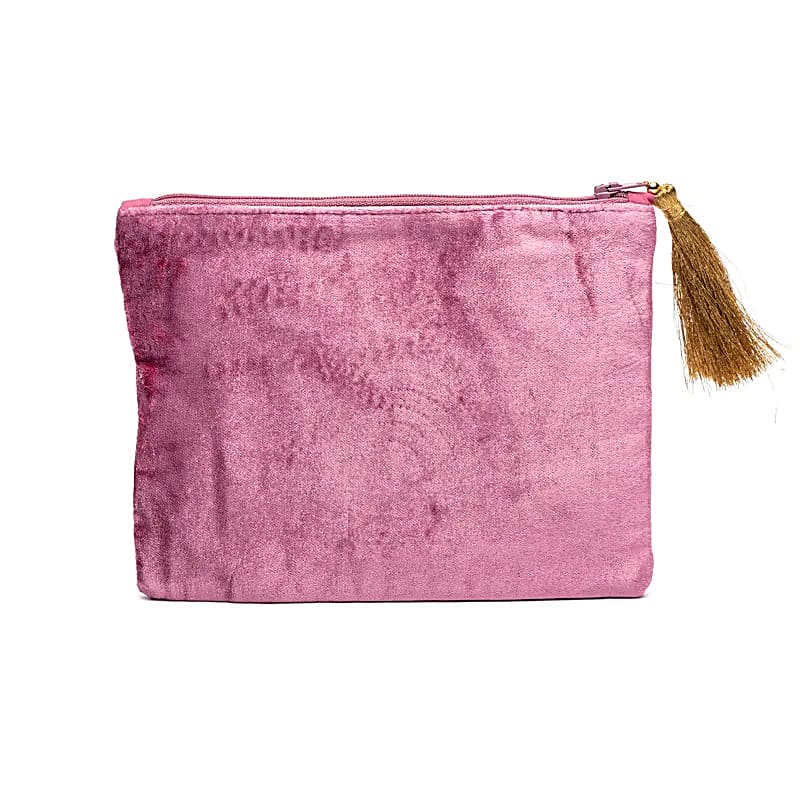 Pochette zippée en velours violet avec arc-en-ciel de gros