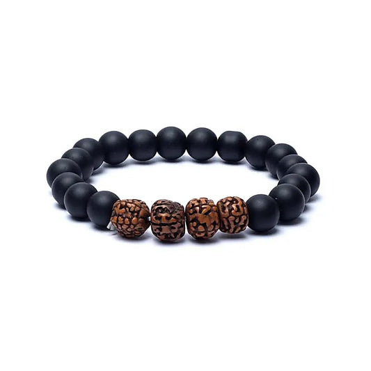 Braccialetto rudraksha/onice nero