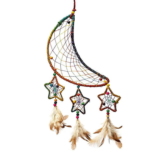 Atrapasueños de cáñamo luna y estrellas multicolor