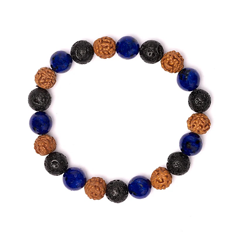 Bracelet pierre de lave / rudraksha / sodalite