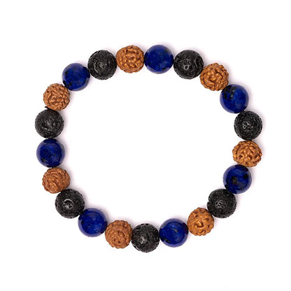 Bracelet pierre de lave / rudraksha / sodalite de gros thumb