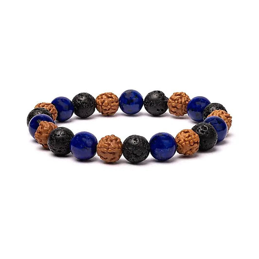 Bracciale pietra lavica / rudraksha / sodalite
