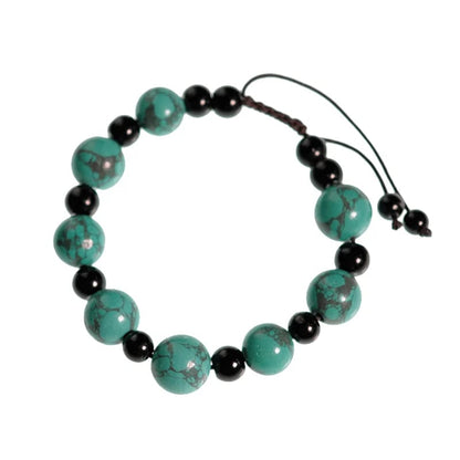 Bracelet turquoise et agate noir ajustable de gros thumb