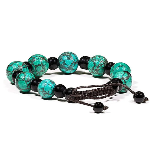 Pulsera de turquesa y agata negro regulable