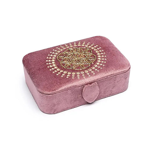 Jewellery / tarot box velvet old pink with Flower of Life