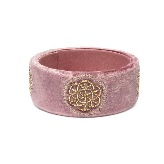 Trinket container velvet old pink with Flower of Life