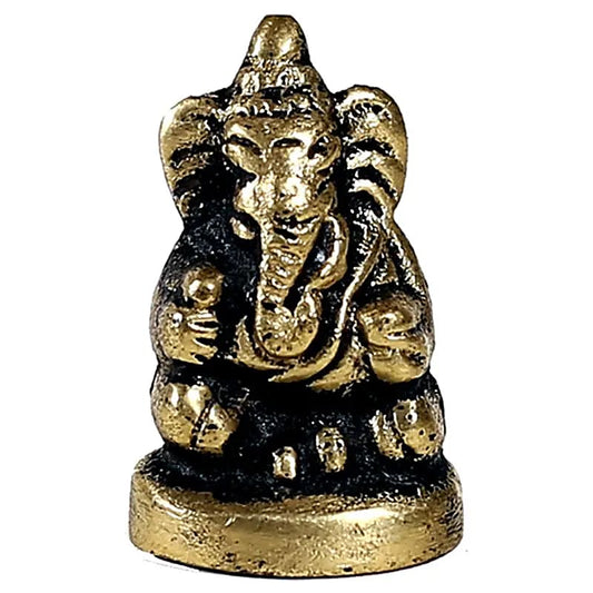 Mini estatua de Ganesha sentado - latón