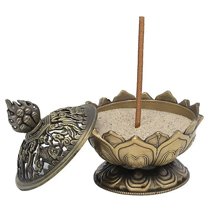 Räucherstäbchenhalter Lotus bronzefarbig thumb