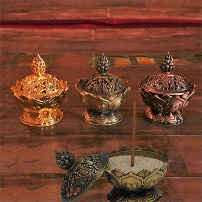 Räucherstäbchenhalter Lotus bronzefarbig großhandel thumb