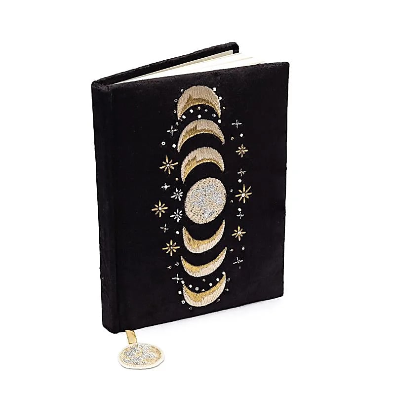 Carnet velours noir avec phases lunaires