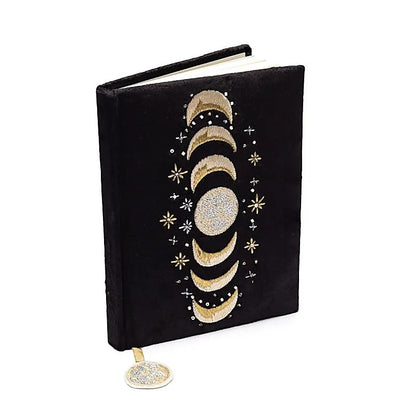 Carnet velours noir avec phases lunaires thumb