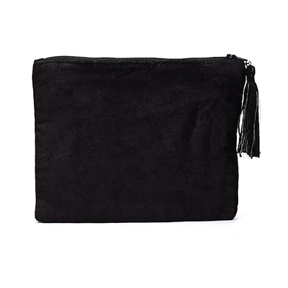 Bolsa de terciopelo negra con cremallera y fases lunares al por mayor thumb