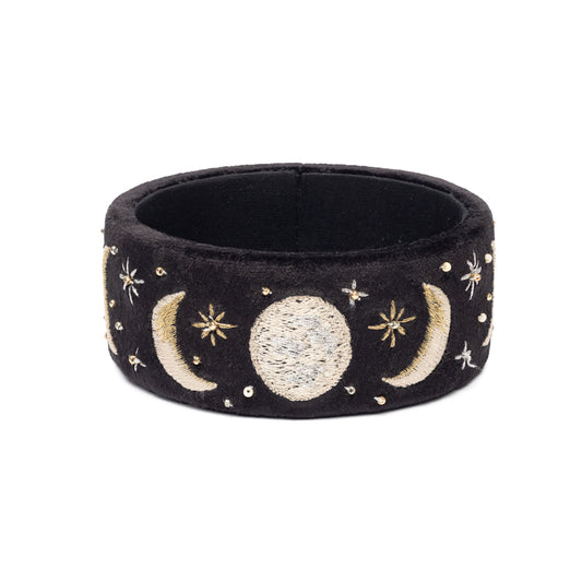 Trinket container velvet black with Moon Phases