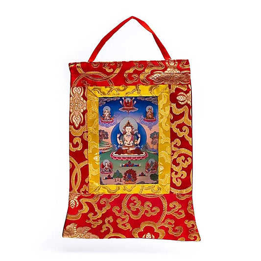Printed Chenrezig thangka