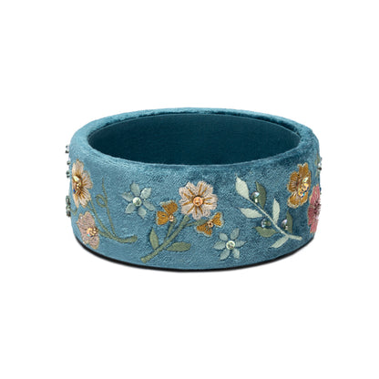 Ciotola in velluto blu con fiori all’ingrosso thumb