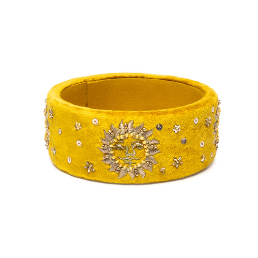Trinket container velvet yellow with Sun