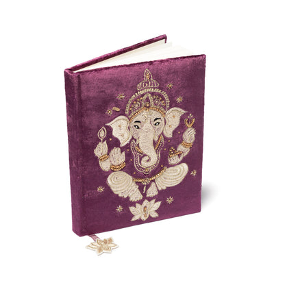 Carnet de notes velours violet avec Ganesha thumb
