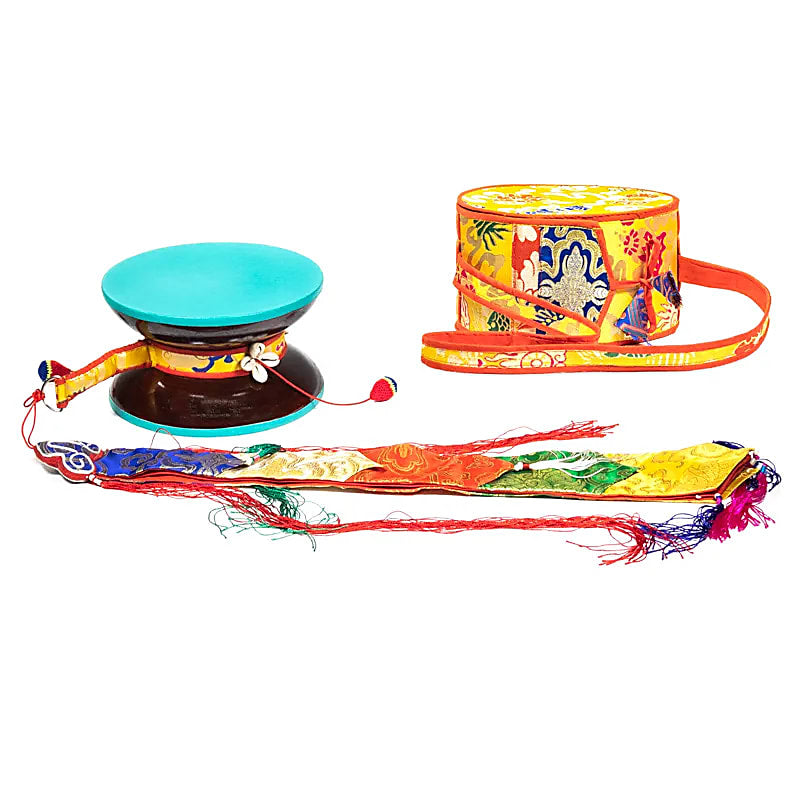 Tambor Chod ritual místico + funda amarilla