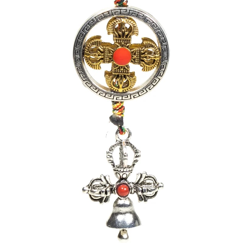 Colgante de protección doble Dorje con campana al por mayor