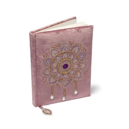 Carnet de notes velours lilas avec Mandala thumb