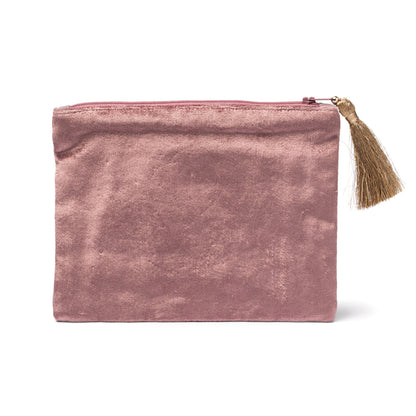 Zippered velvet pouch lilac with Mandala wholesale thumb