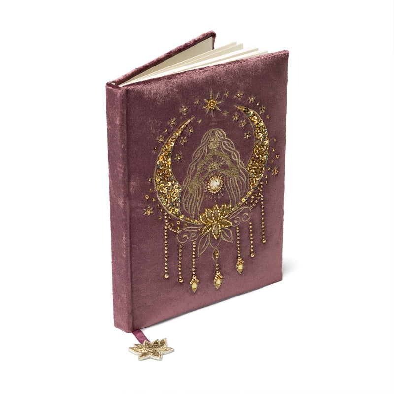Notizbuch Samt rosa mit Göttin