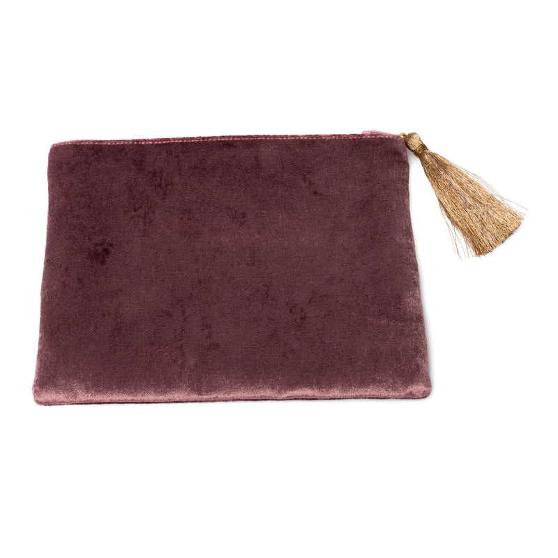 Samtbeutel mit Reißverschluss rosa mit Göttin