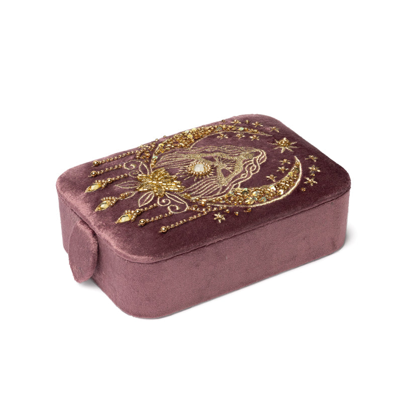 Schmuck- / Tarotkästchen Samt rosa mit Göttin