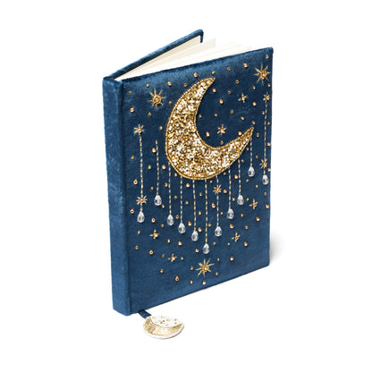 Notizbuch Samt blau mit Mond thumb