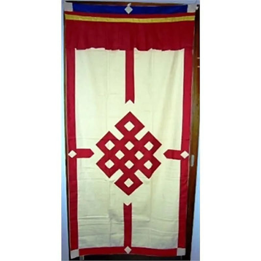 Tibetan door cover red/ecru