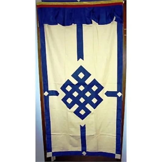 Tibetan door cover blue/ecru