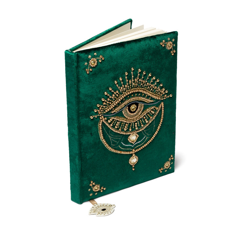Notizbuch Samt grün mit Tarotauge