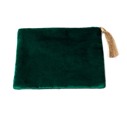 Samtbeutel mit Reißverschluss grün mit Tarotauge großhandel thumb
