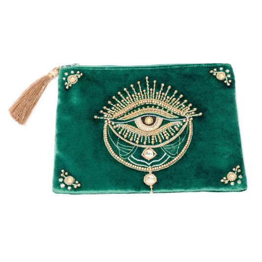 Etui fluweel groen met tarot oog