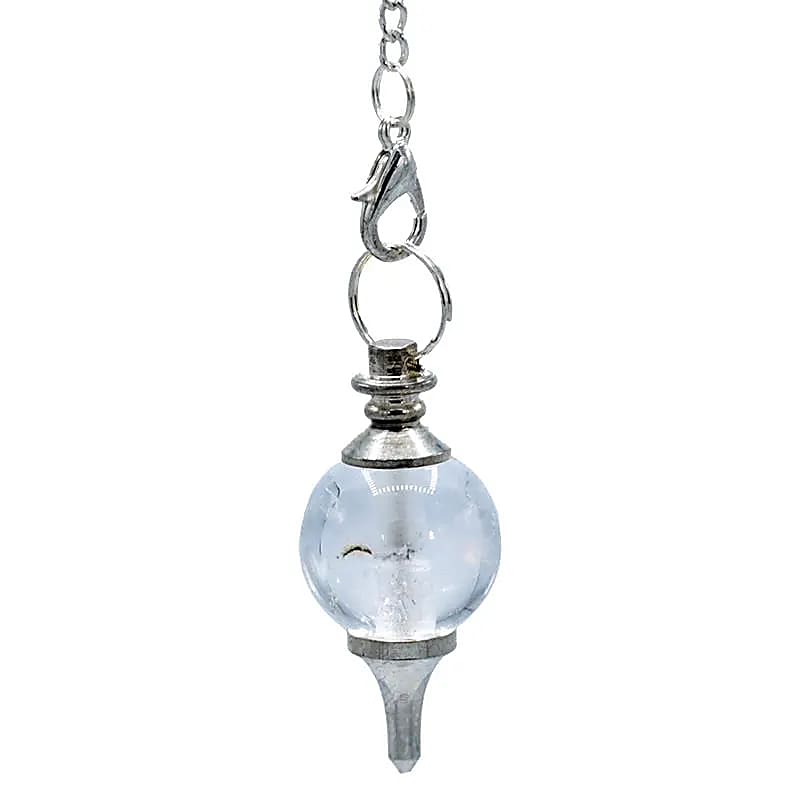 Pendulum polished Rock Crystal & metal