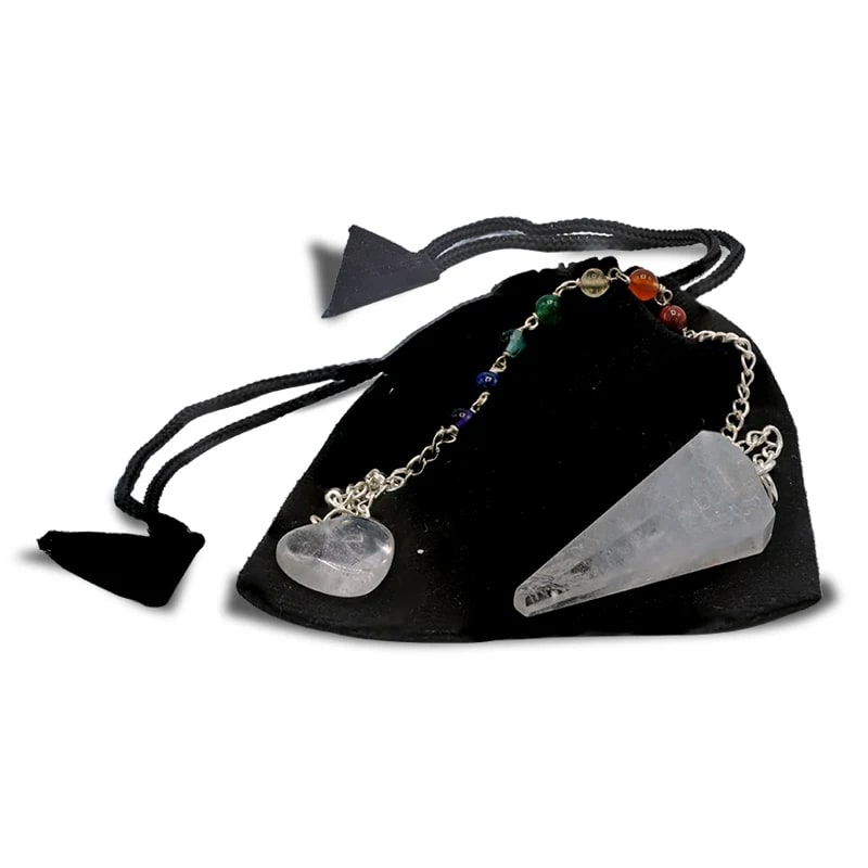 Péndulo punta cristal de roca-cadena 7Chakra
