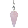 Pendolo Quarzo Rosa con catenina dei Chakra