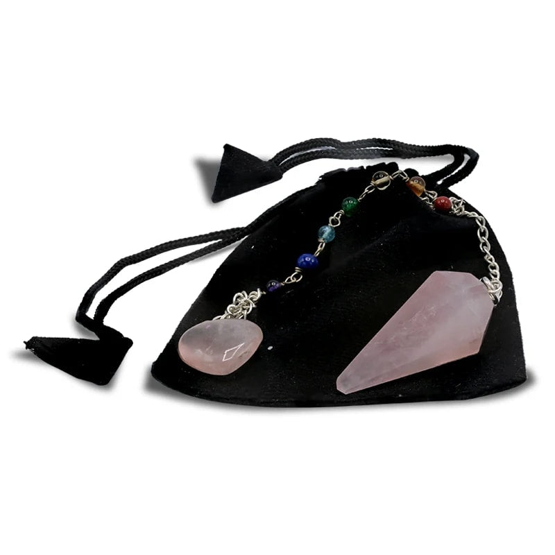 Pendel Rosenquarz mit Chakrakette kaufen