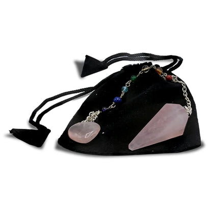 Pendel Rosenquarz mit Chakrakette kaufen thumb