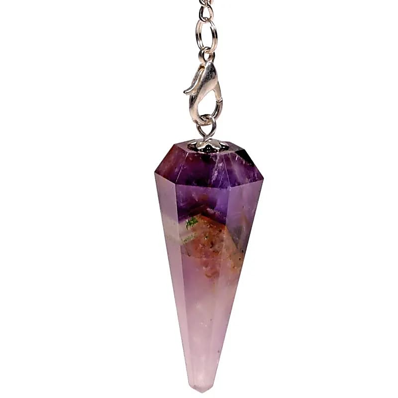 Pendolo in Ametista con catenina dei Chakra